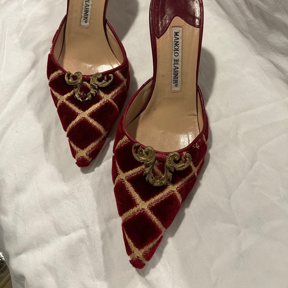 Manolo Blahnik Velvet Mules